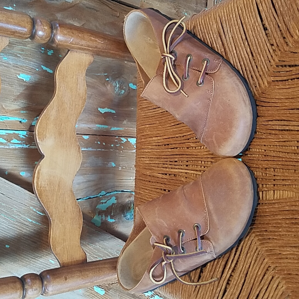 Mandel leather bohemian boho Clog sandal shoes size 7.5